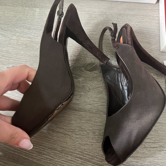 Via Spiga heels satin & velvet open toe size 38 VINTAGE - Picture 4 of 8